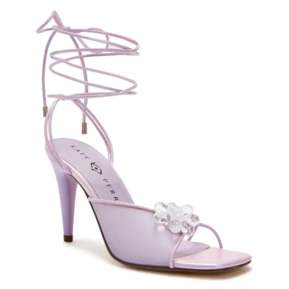 Katy Perry Vivian Flower Sandal High Heels 9.5M Digital Lavender NWB - Picture 1 of 5